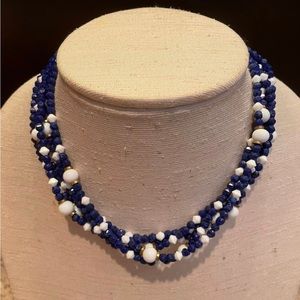 Vintage multi layered beaded necklace
Blue and white